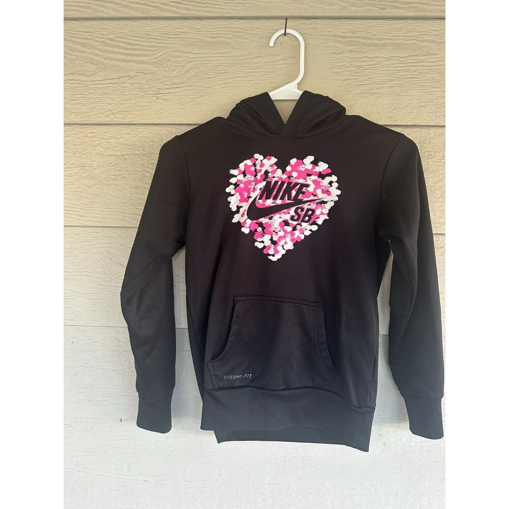 Nike SB Therma-FIT Girls Heart Camo Fleece Hoodie - Size Kids Medium (10-12)